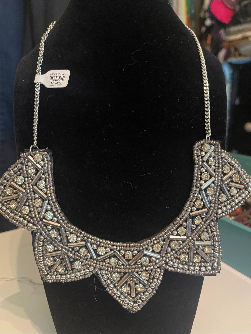 Mossimo Supply Co. Silver Beaded Geometric Collar Necklace